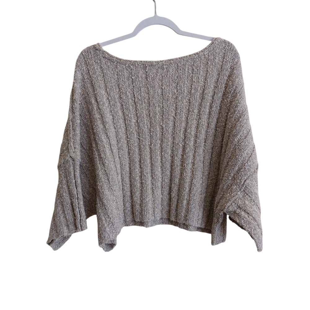 Free People Long Sleeve Scoop Neck Cropped Sweater- size XS - Picture 3 of 7